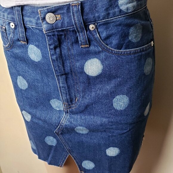 MADEWELL Denim-A-Line Polka Dot Micro and Ultra Mini Denim Skirt - Picture 7 of 11